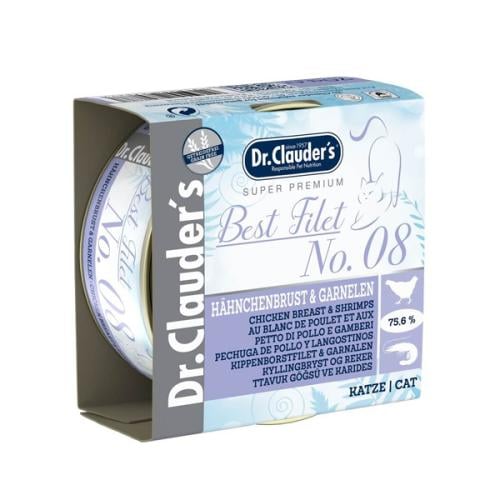 د.كلاودرز معلبات فيليه الدجاج مع الجمبري للقطط Dr.clauders 70g