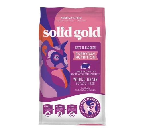 سوليد جولد كاتز اند فلوكين بلحم الضان والارز البني مع الشعير المقشور Solid Gold 1.81kg