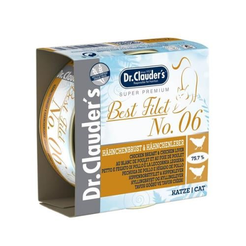 د.كلاودرز معلبات شرائح صدور الدجاج وكبد الدجاج للقطط Dr.clauders 70g