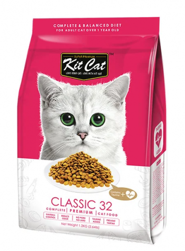 كت كات طعام جاف للقطط كلاسيك 32 مع التورين KitCat 1.2kg