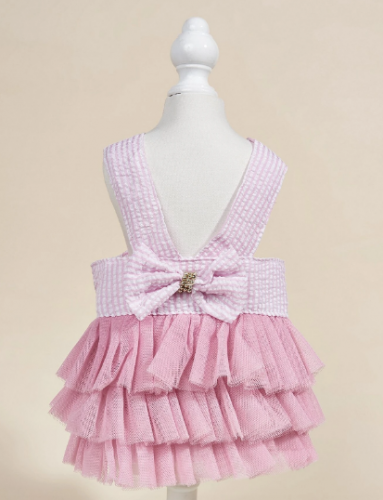 فستان وردي بكشكش للقطط والكلاب