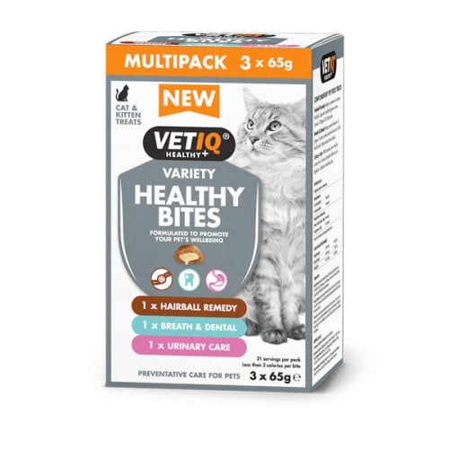 فيت اي كيو حزمه منوعه هلثي بايتس للقطط VetIQ 3x65g