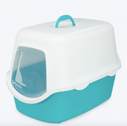 تريكسي فيكو صندوق رمل مغلق للقطط ابيض وسماوي Trixie Vico 40 x 40 x 56c