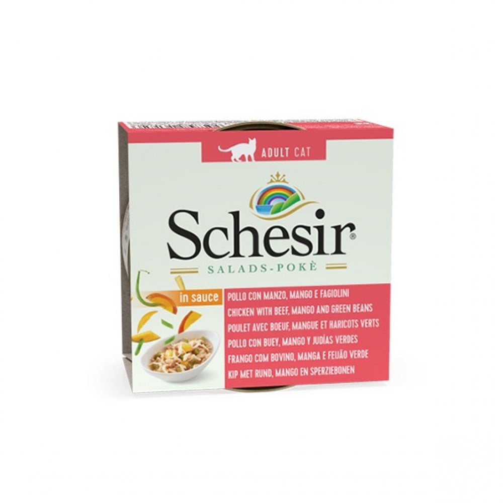 شيزر معلبات سلطة الدجاج مع اللحم البقري والمانجو والفاصوليا الخضراء Schesir 85g