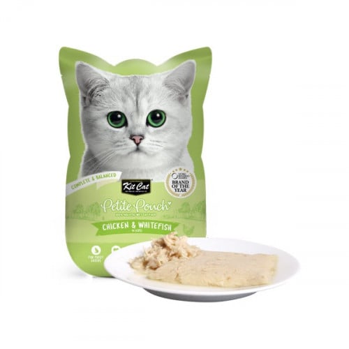 كت كات بيتيت باوتش طعام متكامل ومتوازن بالدجاج والسمك الابيض KitCat 70g