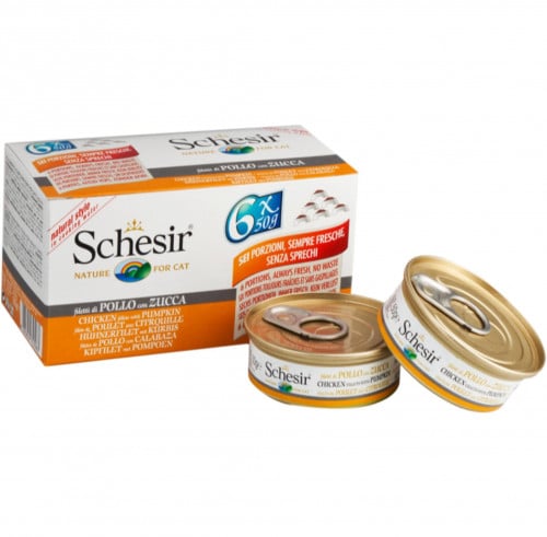 شيزر معلبات متعدده دجاج مع اليقطين Schesir 6x50g