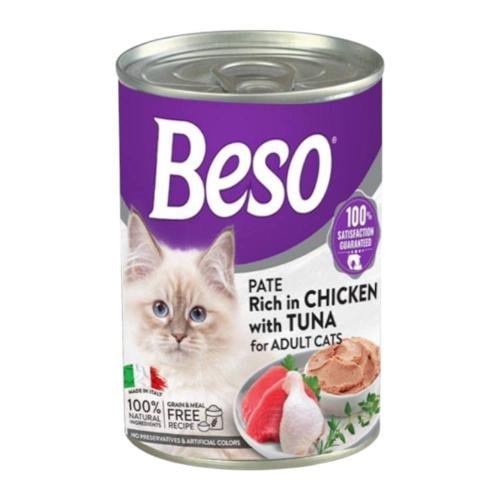 بيسو معلبات الدجاج والتونا للقطط البالغة Beso 400g