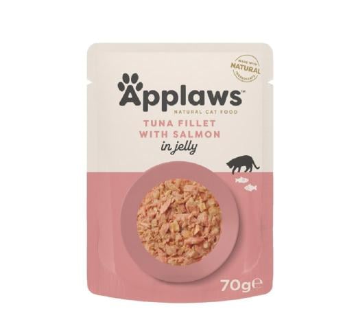 ابلاوز اظرف التونا مع السالمون في الجيلي  Applaws 70g