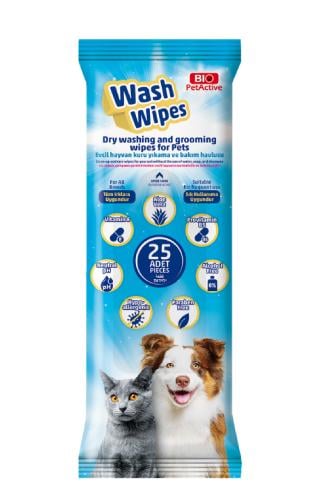 بايو بيت اكتيف مناديل تنظيف جاف 25 قطعه للقطط والكلاب Bio Pet Active