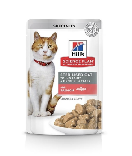 هيلز طعام رطب للقطط المعقمة بالسالمون Hill's 85g