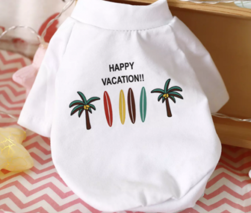 تي شيرت Happy Vacation للقطط والكلاب