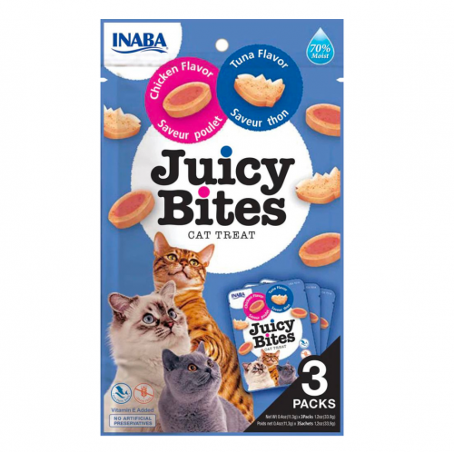 اينابا مكافات رطبه تونا ودجاج  INABA Juicy Bites 3x11g