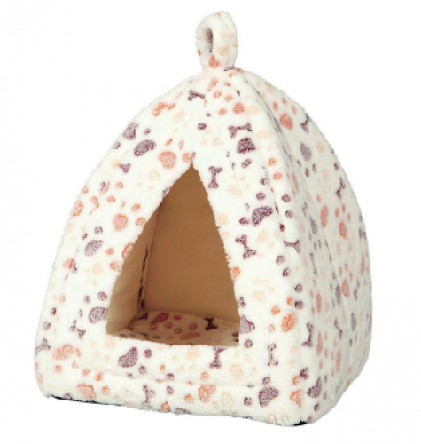 كوخ لينقو ابيض وبيج ملون للقطط والكلاب