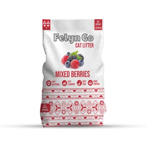 فيلاين قو رمل بنتونيت عالي التكتل برائحة التوت والفراولة بعدة احجام Felyn Go