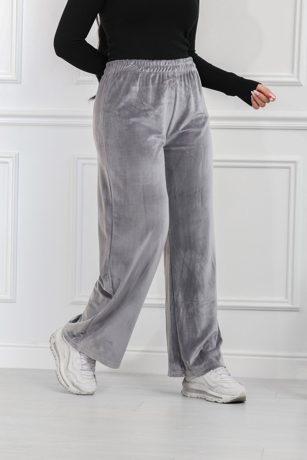 aere smooth velours pants グレー Velvet pants with elastic waist - مايل
