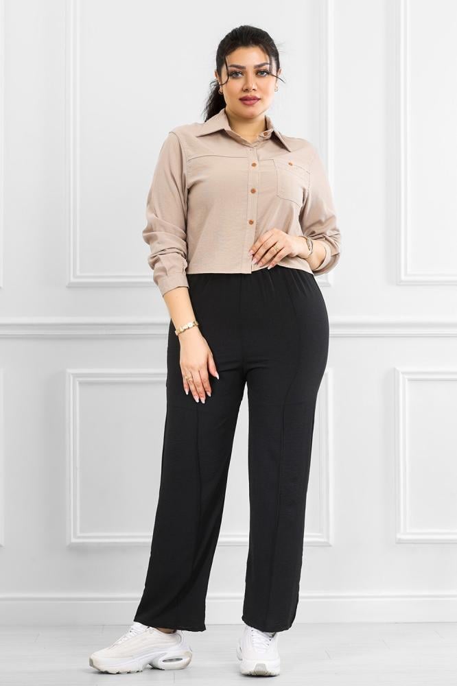 Wide leg pants with elastic waist