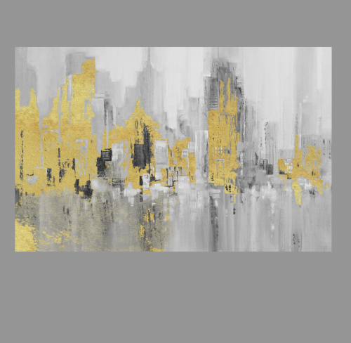 لوحة تجريد GRAY AND GOLD ABSTRACT 3