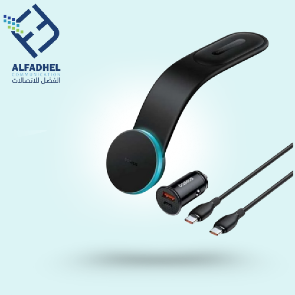 باكيدج السيارة من بيسوس (مغناطيس واير ليس بقوة 15 واط  شاحن سيارة مدخلين (pd/ usb) شاحن تايب سي تايب سي)