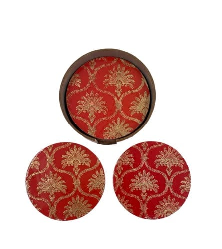 كوستر شاي خشبي 6 حبات