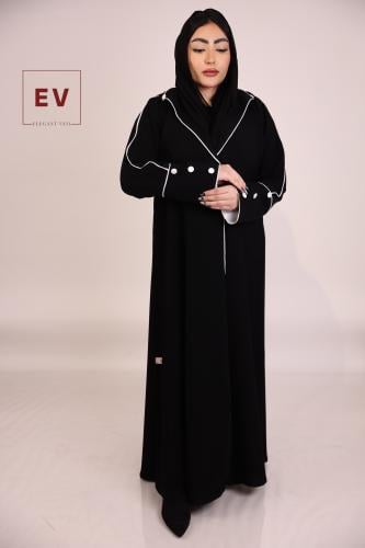 عباية كريب ملكي بخيوط كتان قصة بليزر D1