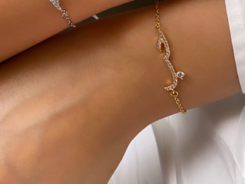 gold color love bracelet فضة عيار 925 مطلي بالذهب...