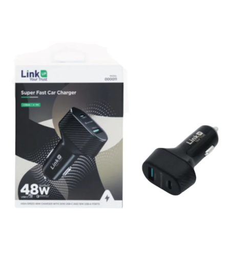 شاحن سيارة سريع جداً LinkUp بقوة 60 واط بمنفذين USB-C
