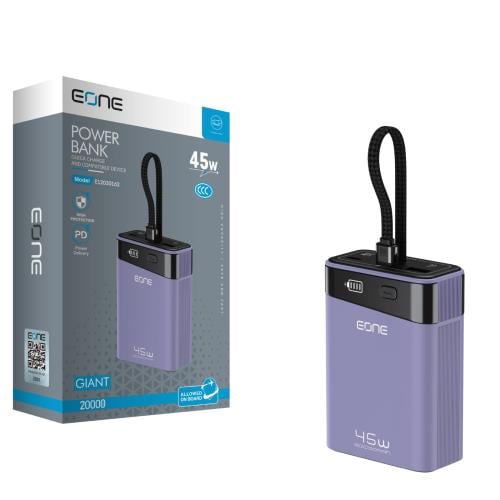 باور بانك إي ون جاينت (Eone Giant) سعة 20000 مللي أمبير بقوة 45 واط - الأداء الأقوى بتصميم أنيق