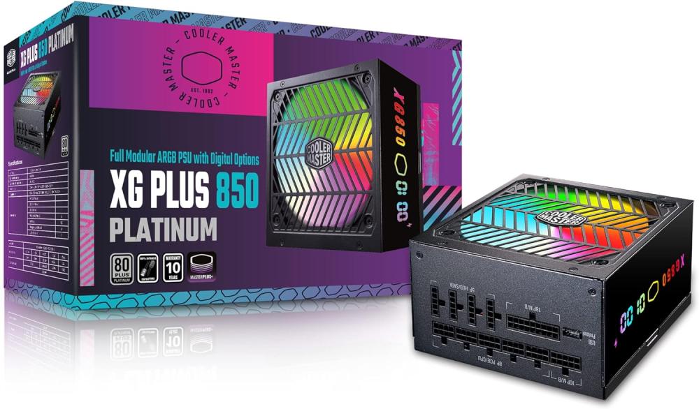 Cooler Master XG850 Plus Platinum Power Supply Unit (UK) -850W ARGB Fan