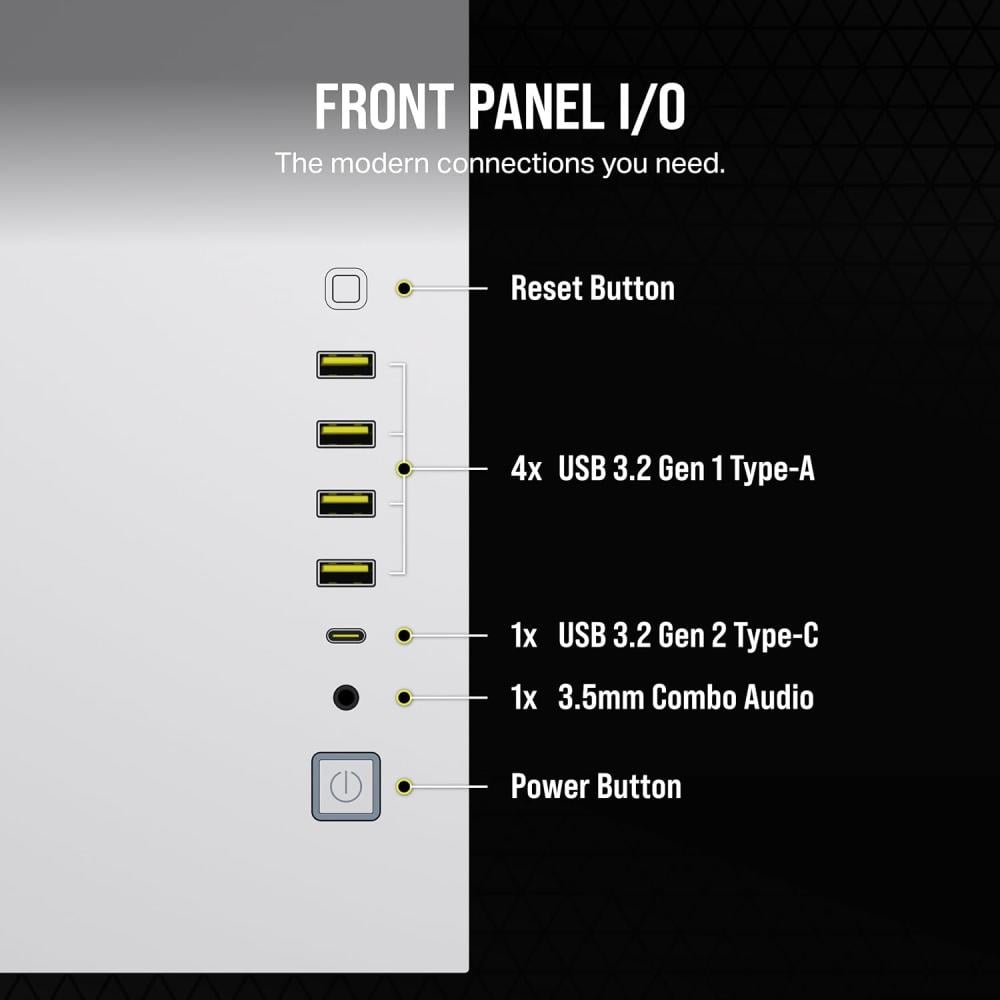 CORSAIR 6500D AIRFLOW Mid-Tower ATX Dual Chamber PC Case White كيس للكمبيوتر