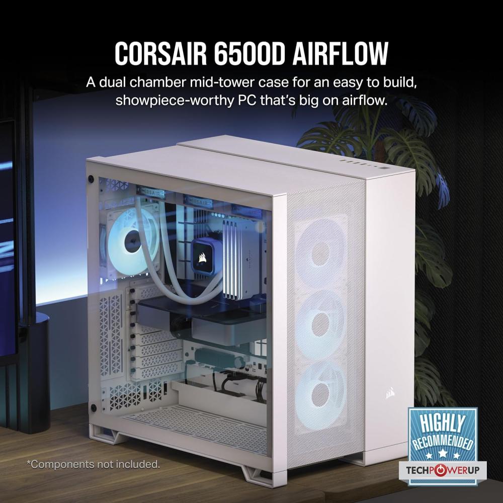 CORSAIR 6500D AIRFLOW Mid-Tower ATX Dual Chamber PC Case White كيس للكمبيوتر