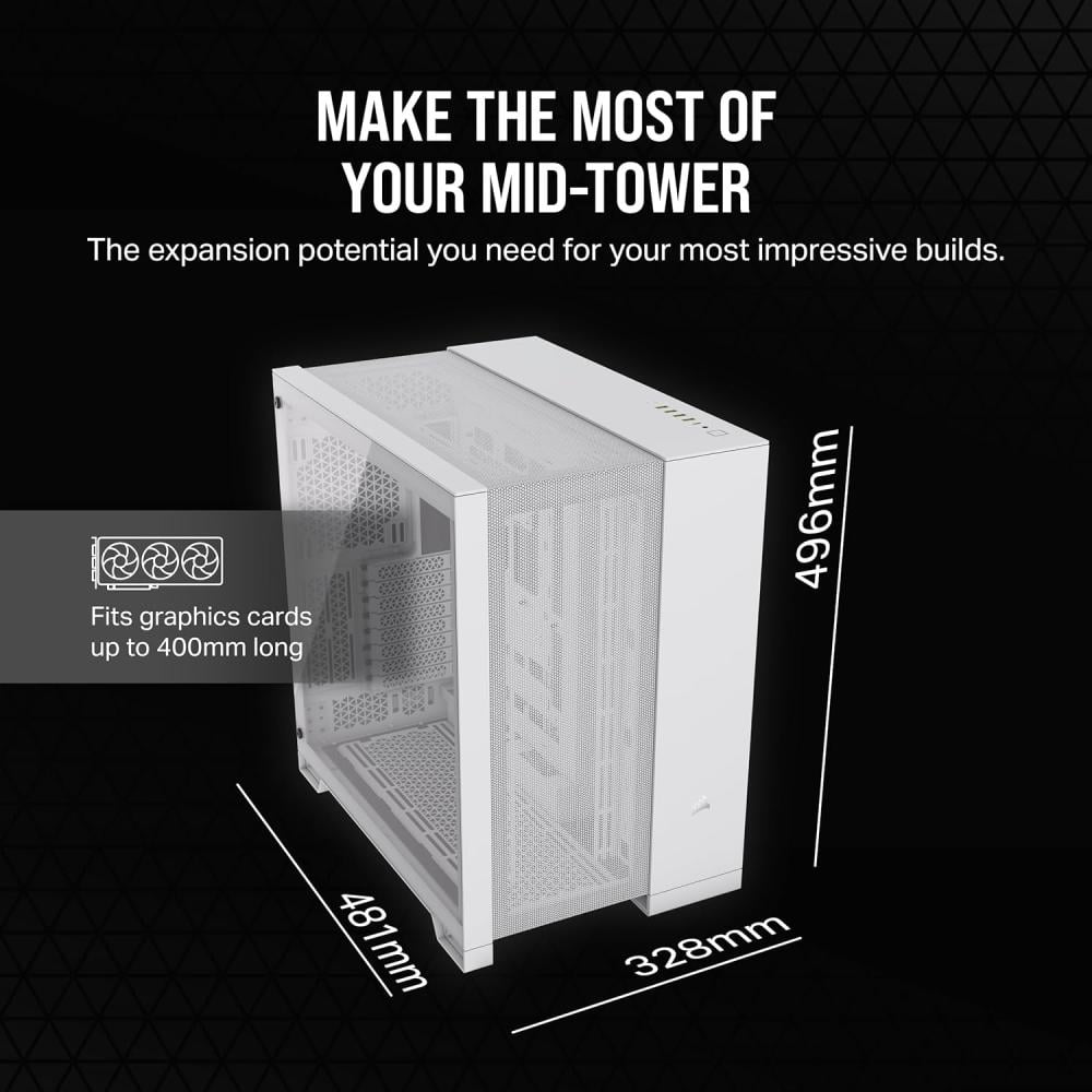 CORSAIR 6500D AIRFLOW Mid-Tower ATX Dual Chamber PC Case White كيس للكمبيوتر