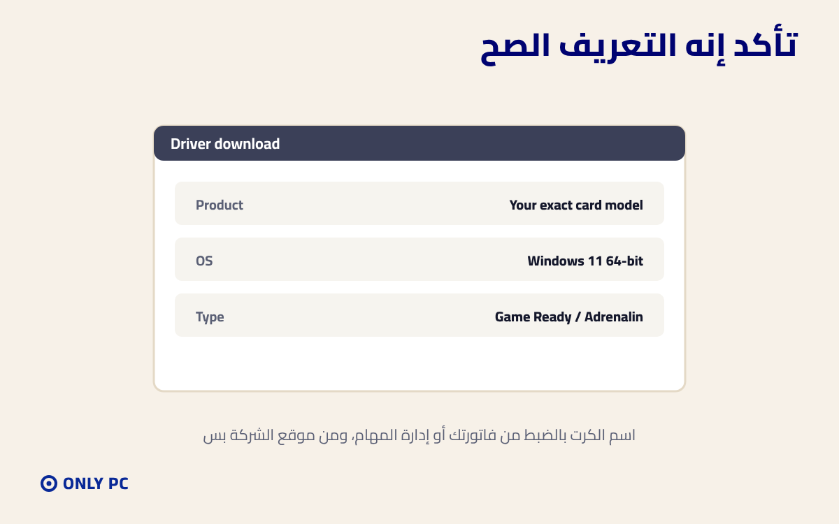 اختيار التعريف الصح للكرت