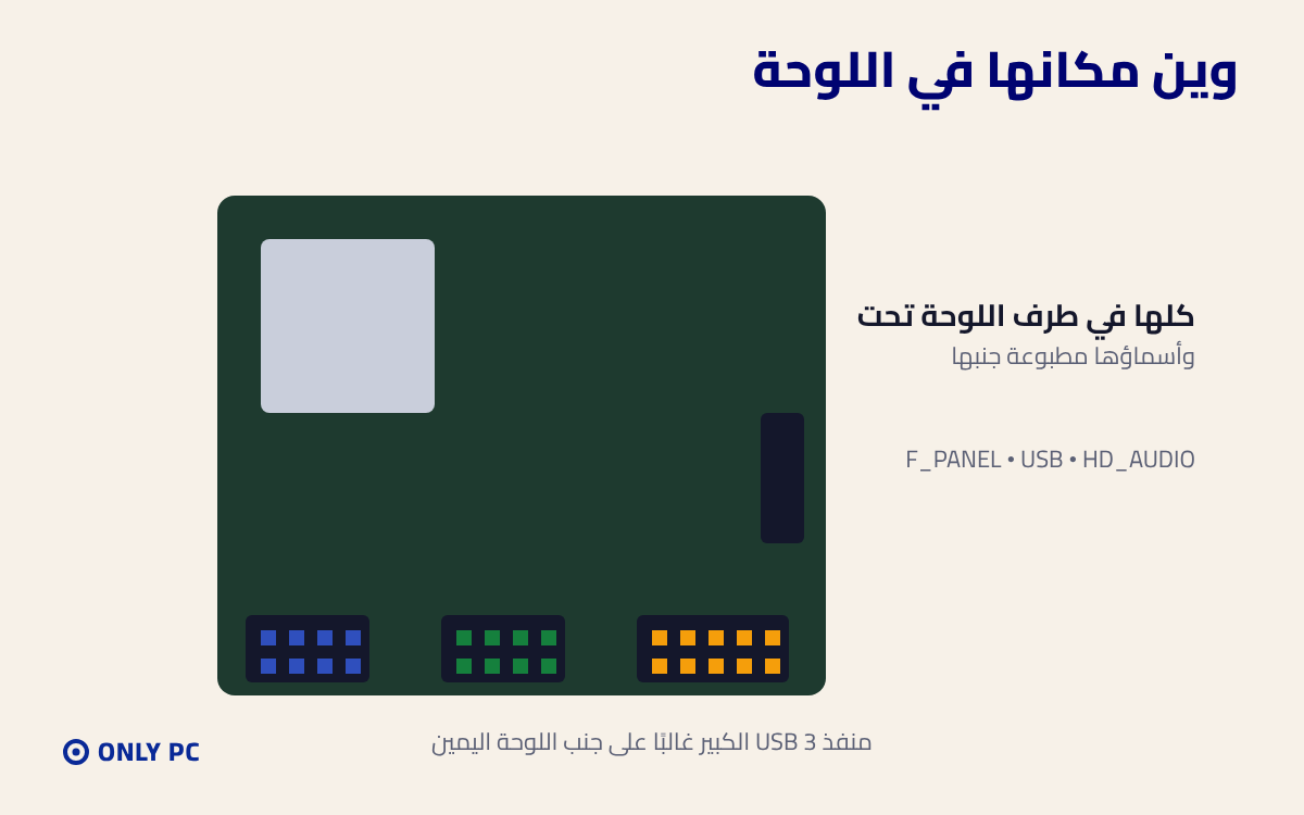 مكان منافذ الكيس في اللوحة