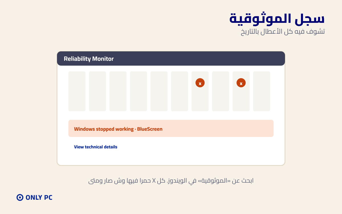 سجل الموثوقية في الويندوز