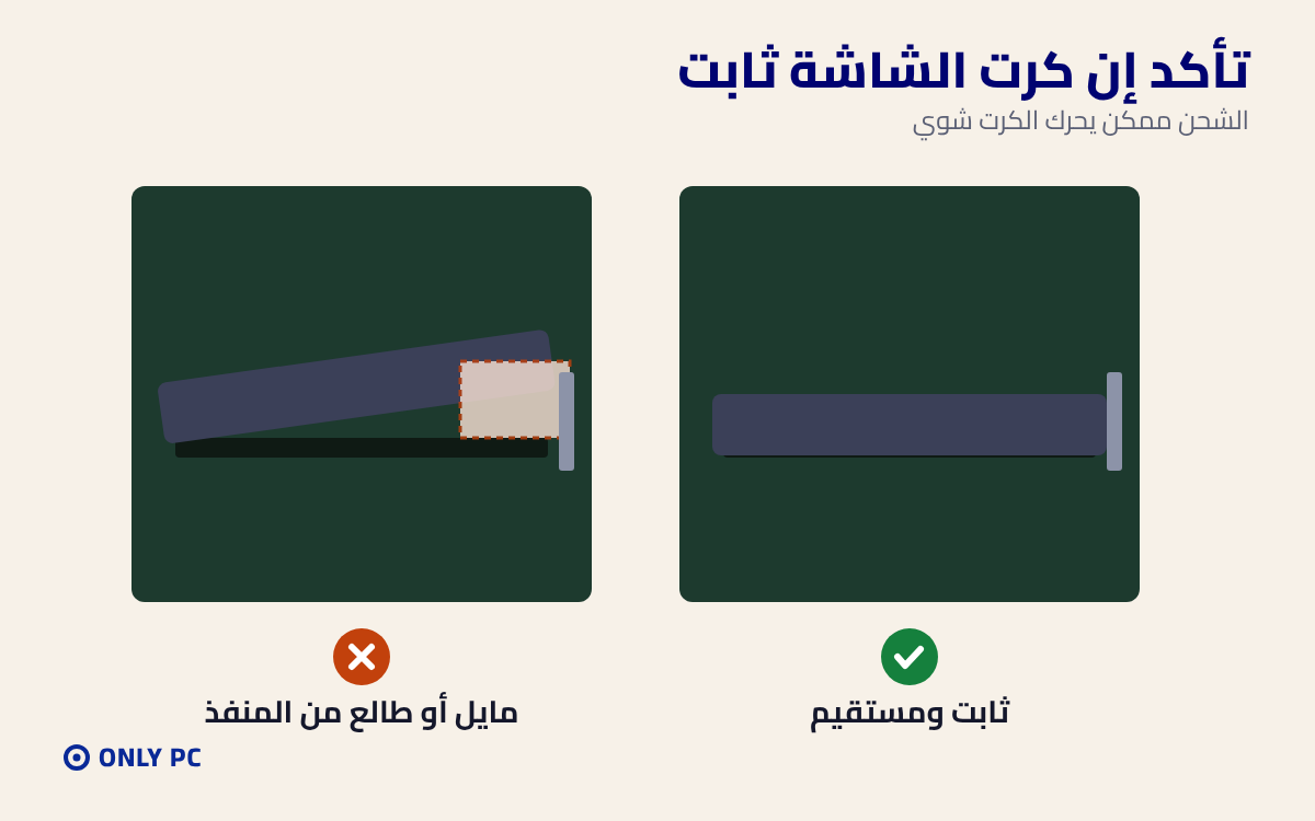 كرت الشاشة ثابت مقابل مايل