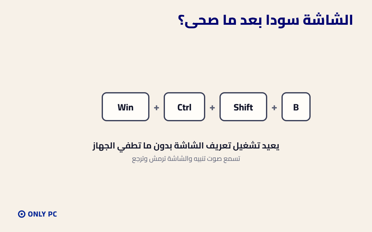 اختصار إعادة تشغيل تعريف الشاشة