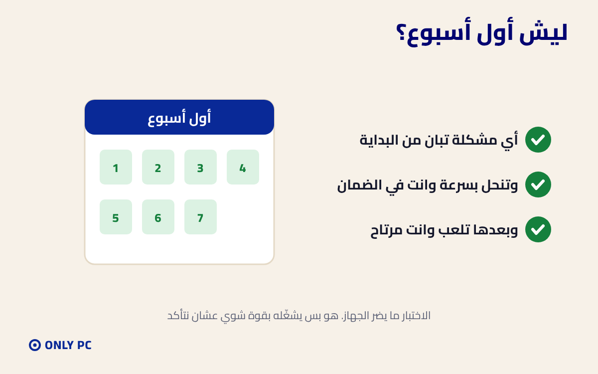 ليش تختبر الجهاز في أول أسبوع