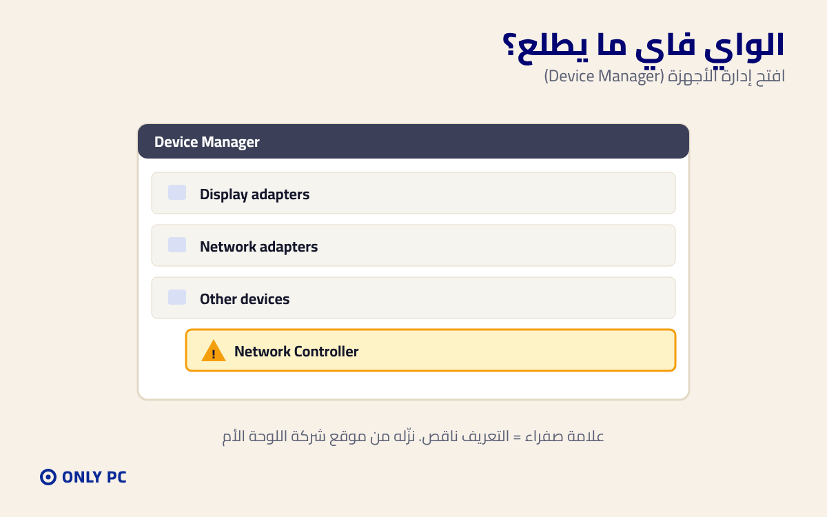 تعريف الواي فاي الناقص في إدارة الأجهزة