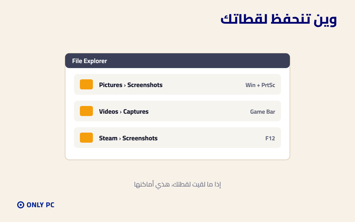 أماكن حفظ اللقطات