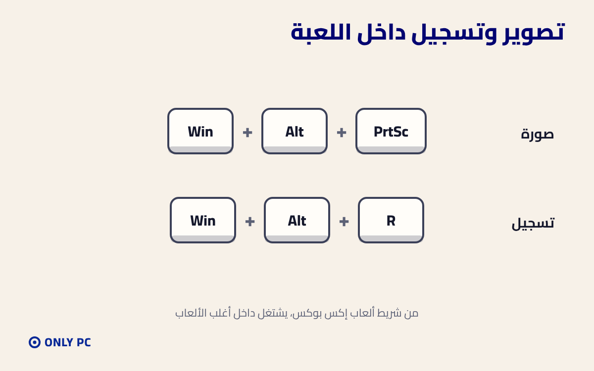 اختصارات التصوير والتسجيل داخل اللعبة