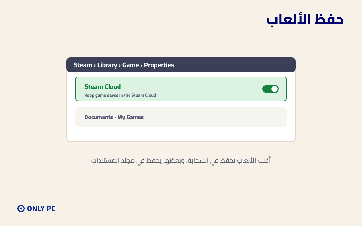 التأكد من حفظ الألعاب في السحابة