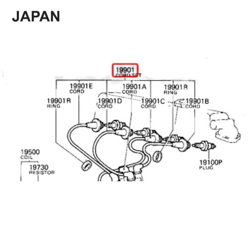 أسلاك بواجي - كامري - موديل: 1993-1997 - رقم القطعة: J 90919-21319 - ياباني