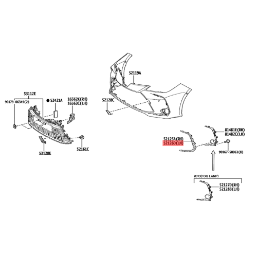نيكل كشاف يسار كرولا - رقم القطعة: 52126-02460 - موديل: 2020 - أصلي