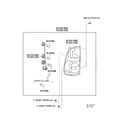 شمعة نور  - شمال - فورشنر - موديل :  ٢٠١٢ إلى ٢٠١٥ -  رقم القطعة : 81150-0K481-T تيلندى