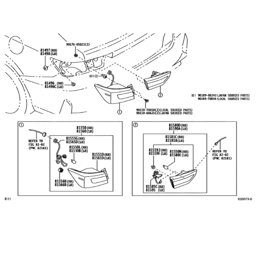 جرم اسطب ركن خلفي يمين يارس - موديل: 2023 - رقم القطعة: 81551-BZ510 - أصلي