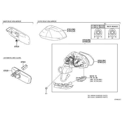 غطاء مرايه يسار يارس - موديل: 2023 - رقم القطعة: 87945-02934 - أصلي