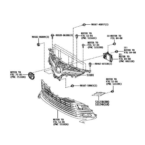 غطاء شبك صدام يمين كامري 2018/2019 - رقم القطعة: 53123-33100 - أصلي
