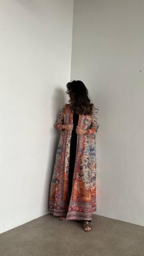 Pleated Abaya orange