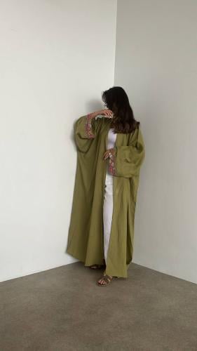Green hand made abaya