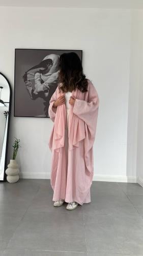 Nude pink linen abaya